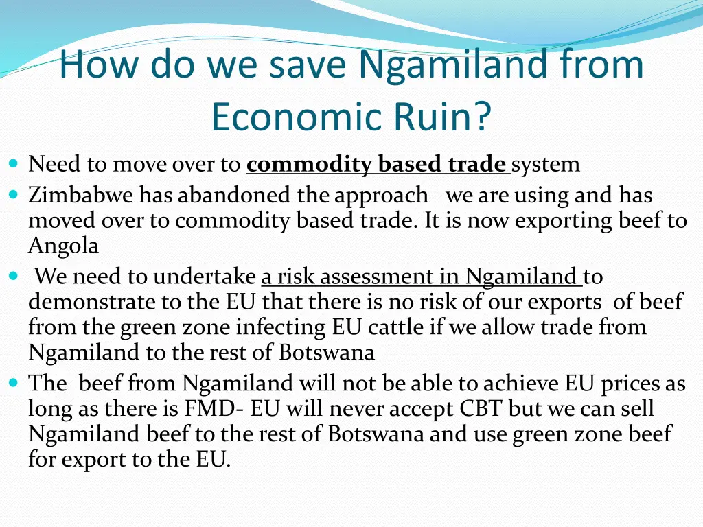 how do we save ngamiland from economic ruin