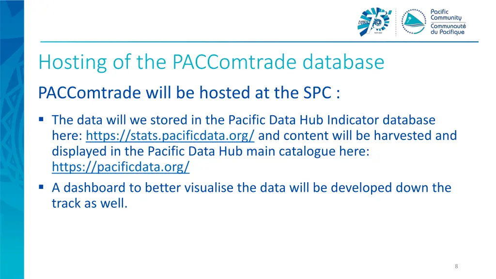 hosting of the paccomtrade database