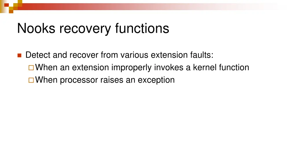 nooks recovery functions