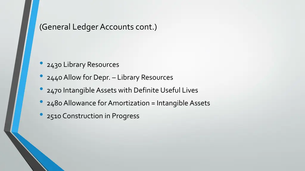 general ledger accounts cont