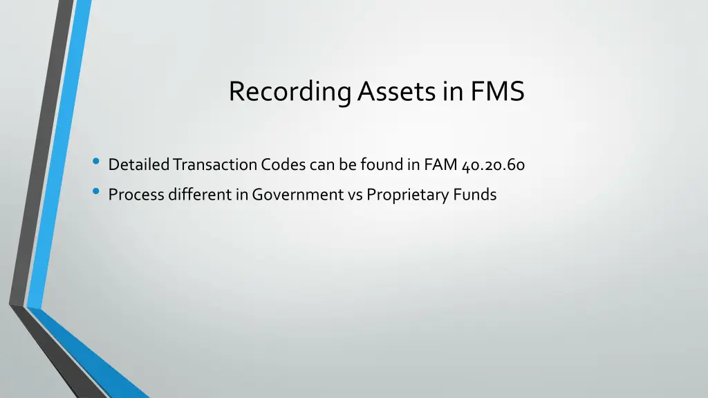 recording assets in fms