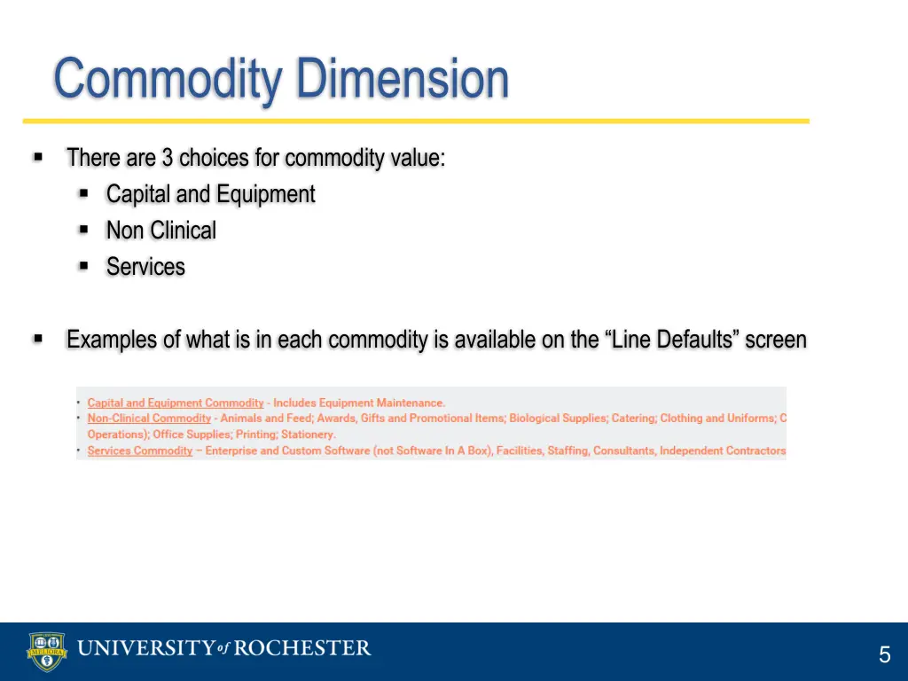 commodity dimension 1