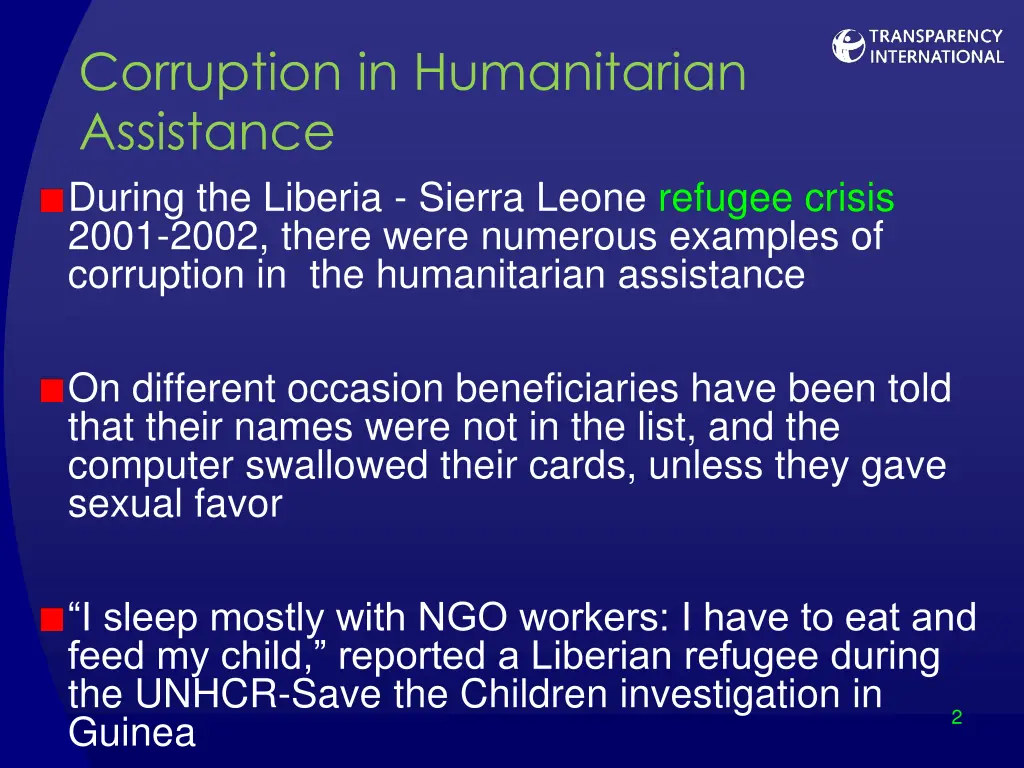 corruption in humanitarian assistance during