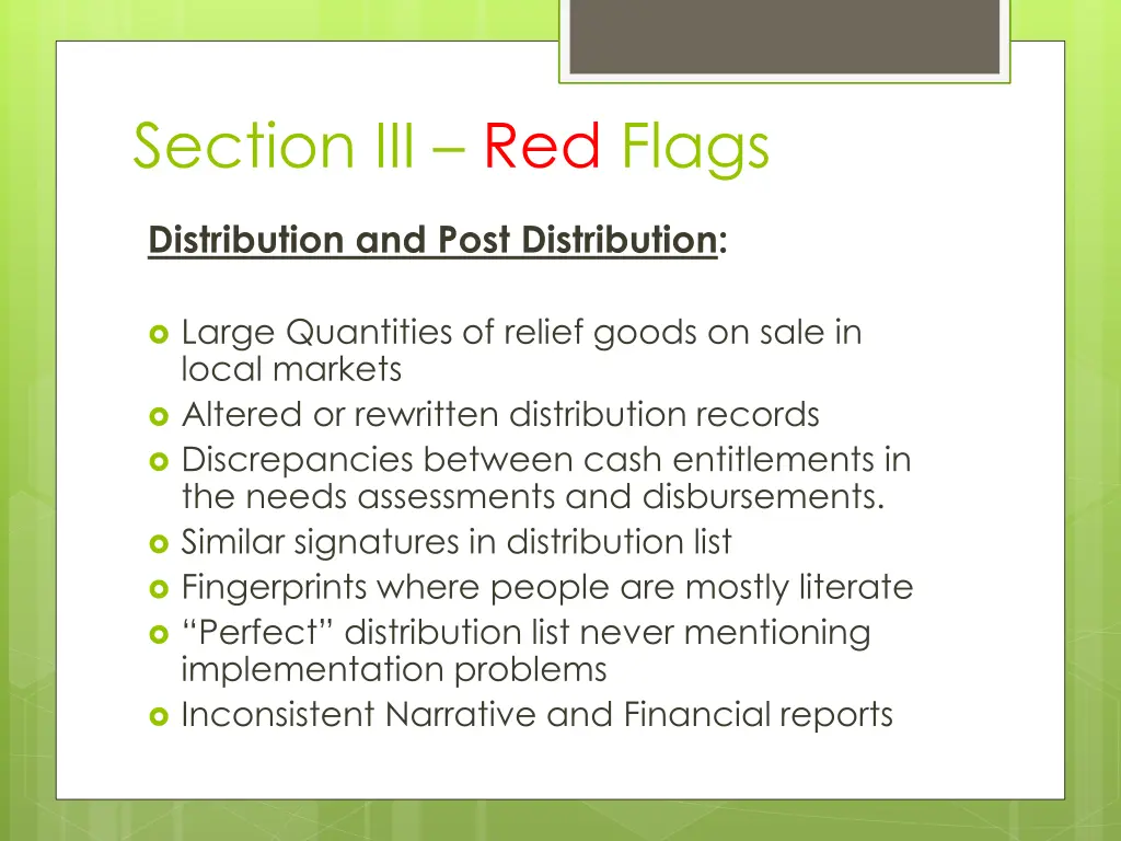 section iii red flags 2