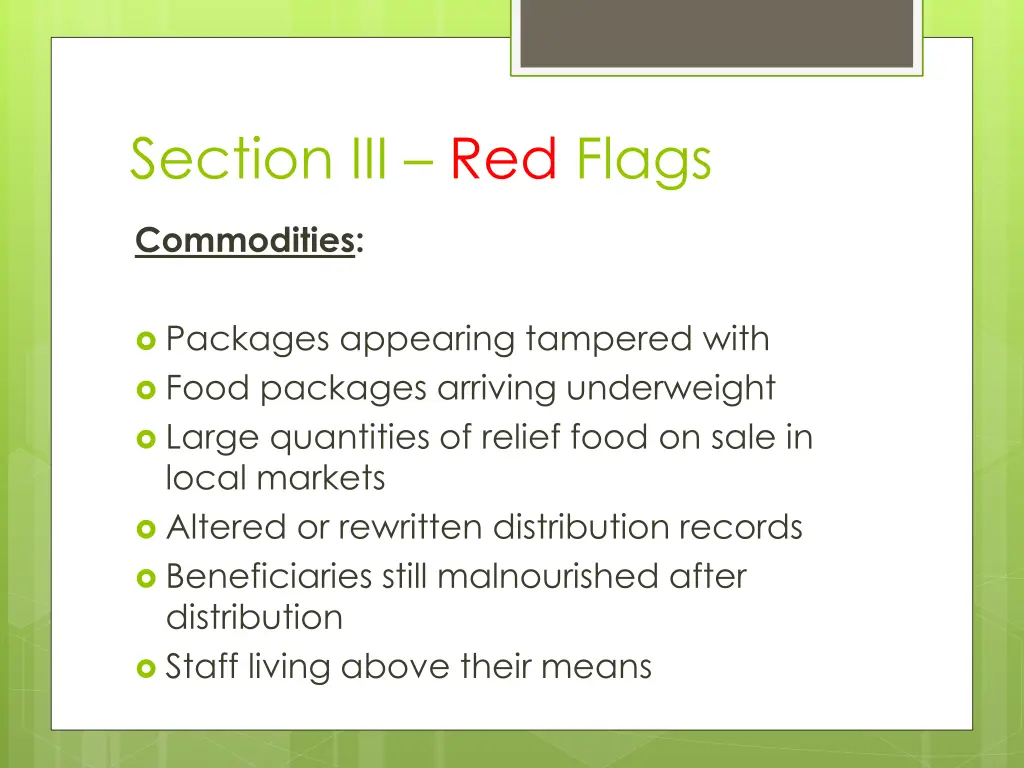 section iii red flags 3