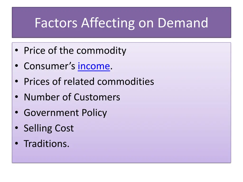 factors affecting on demand