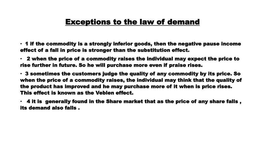 exceptions to the law of demand exceptions