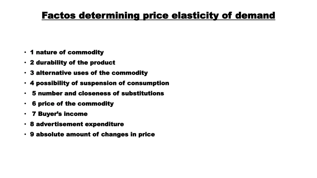 factos factos determining price elasticity