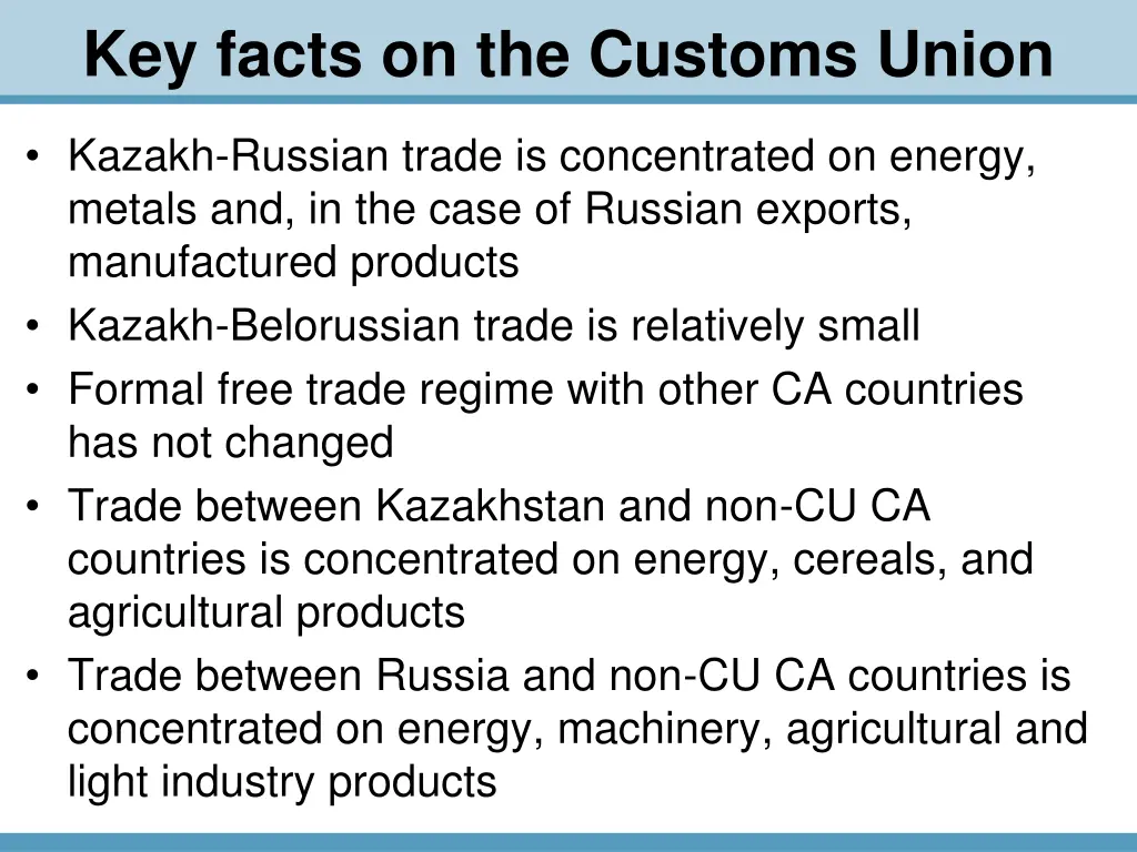 key facts on the customs union