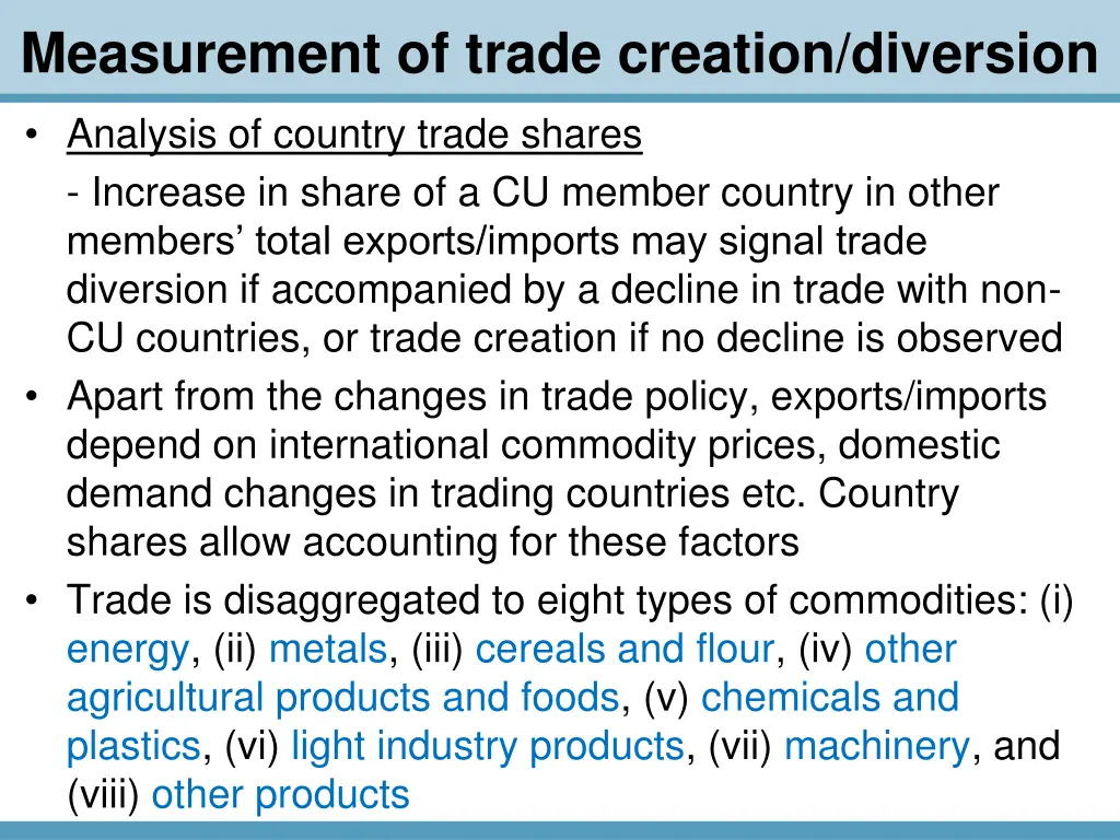 measurement of trade creation diversion