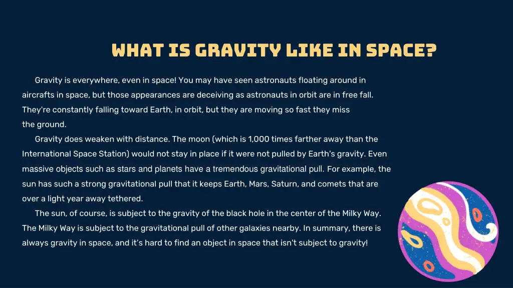 what is gravity like in space