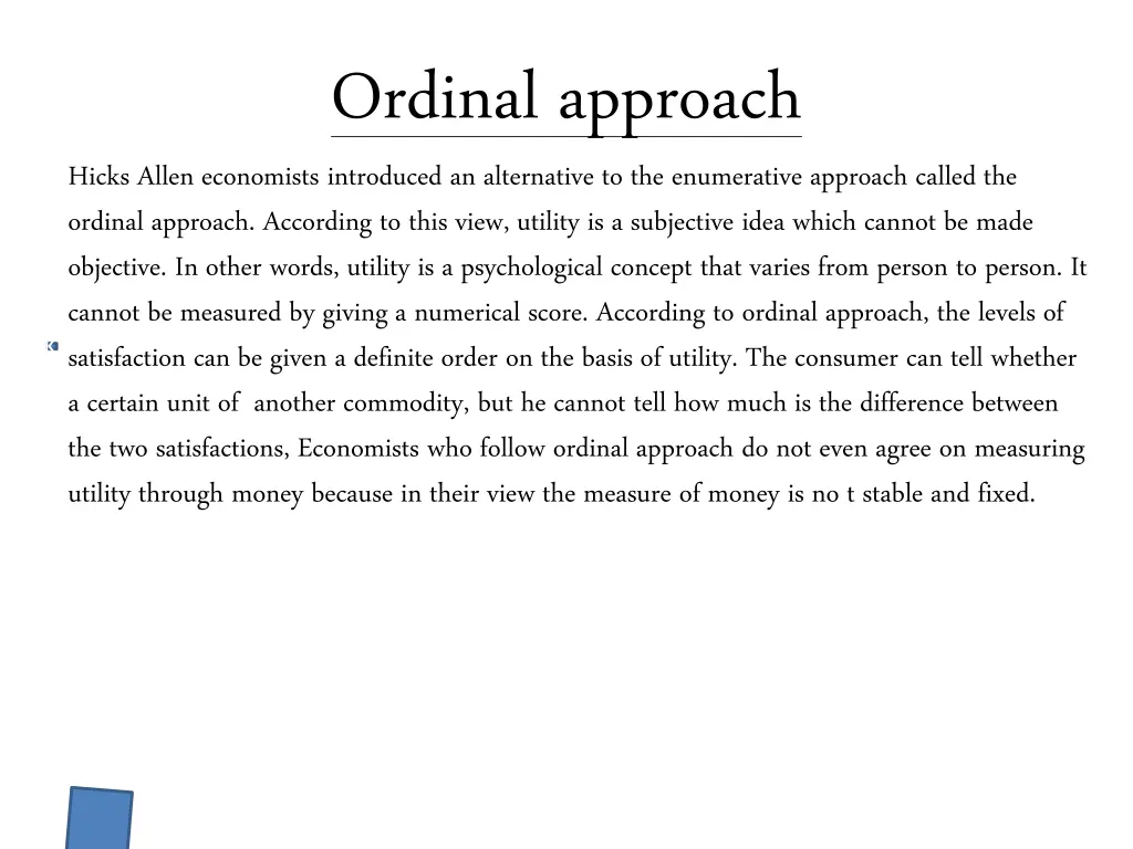 ordinal approach