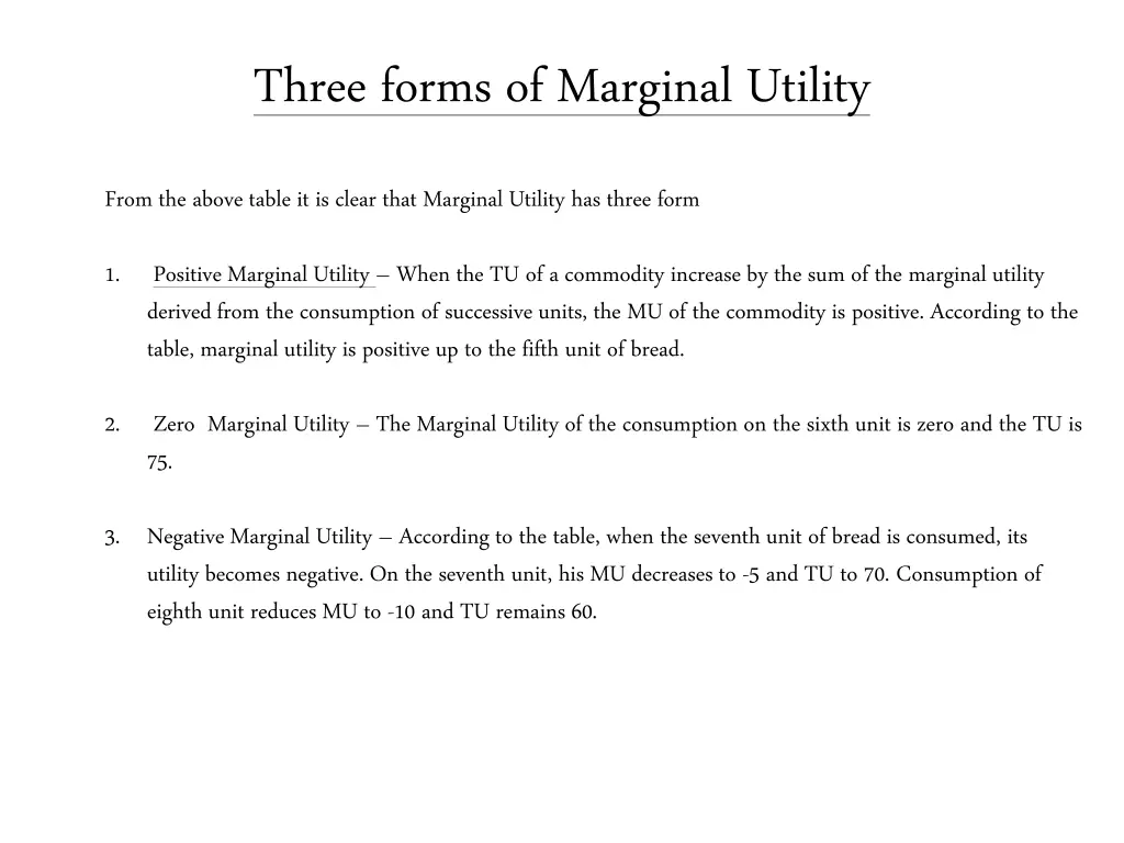 three forms of marginal utility