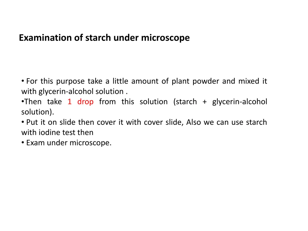 examination of starch under microscope