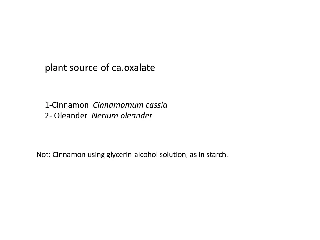 plant source of ca oxalate