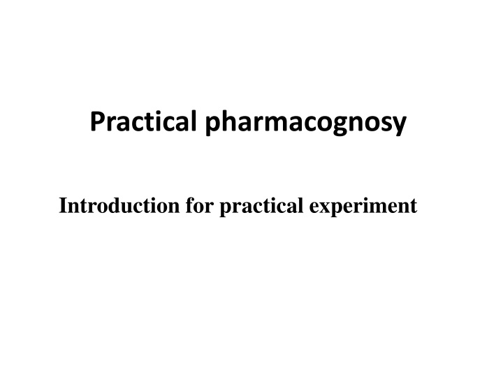 practical pharmacognosy