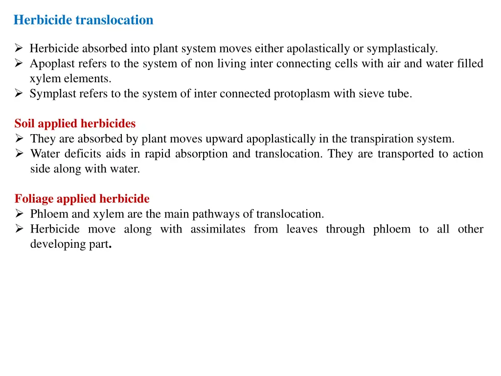 herbicide translocation