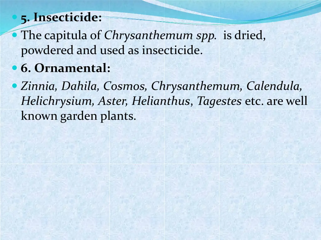 5 insecticide the capitula of chrysanthemum