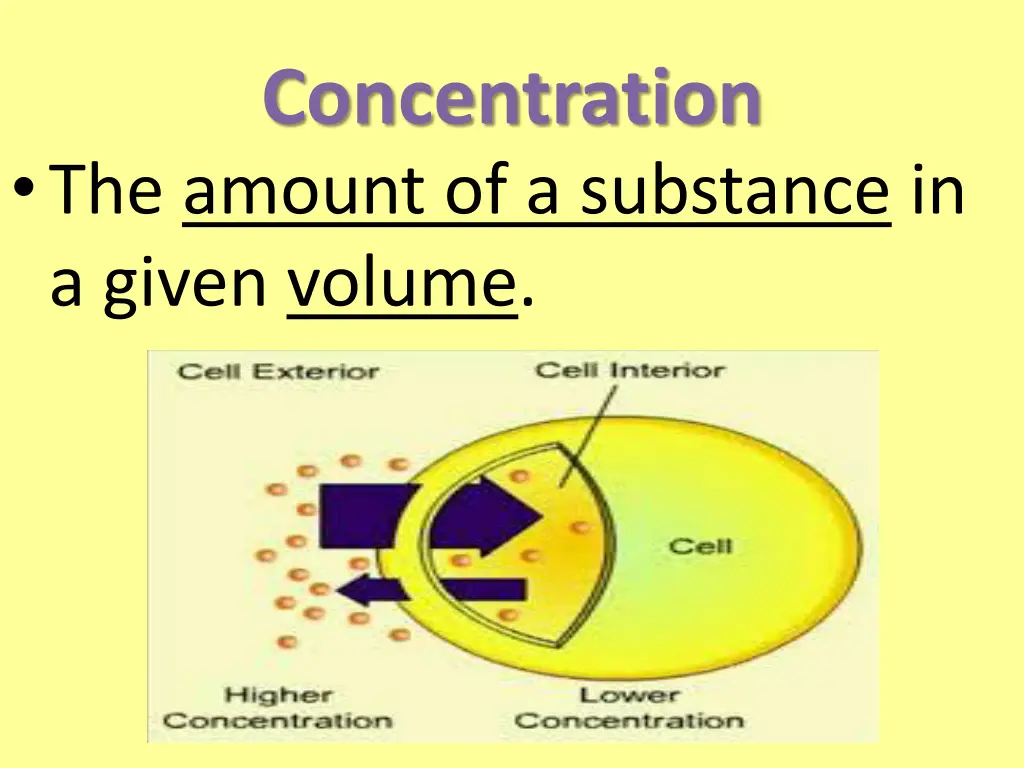 concentration the amount of a substance