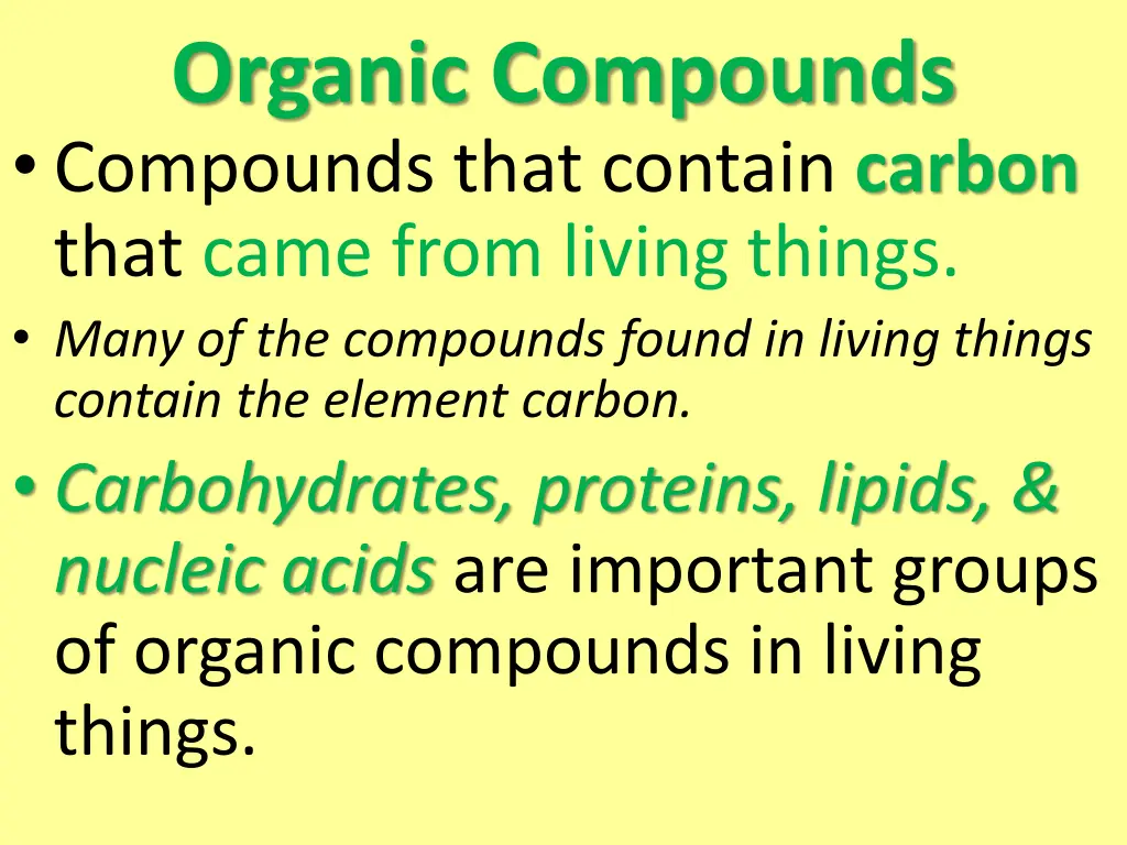 organic compounds compounds that contain carbon