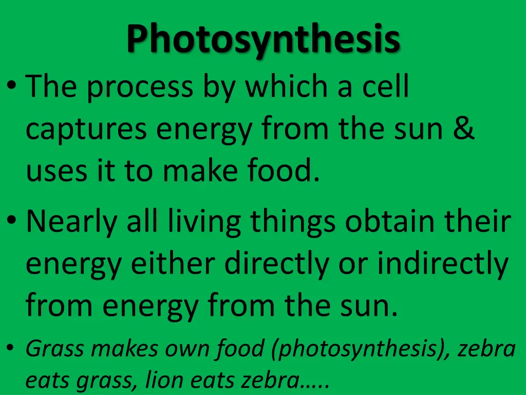 photosynthesis the process by which a cell