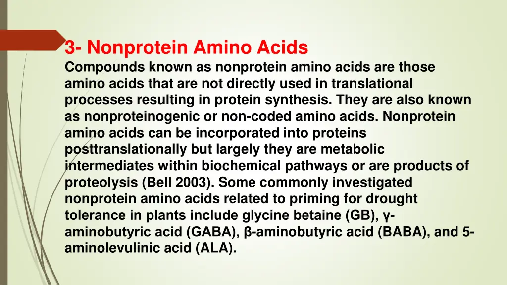 3 nonprotein amino acids compounds known