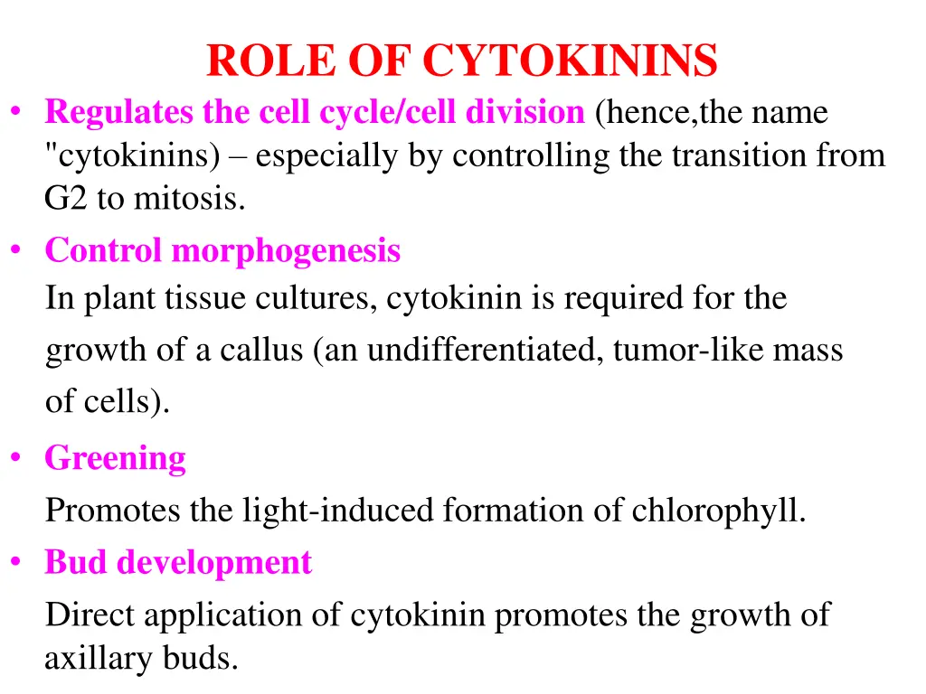 role of cytokinins regulates the cell cycle cell