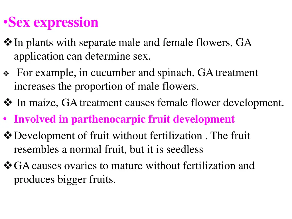 sex expression in plants with separate male