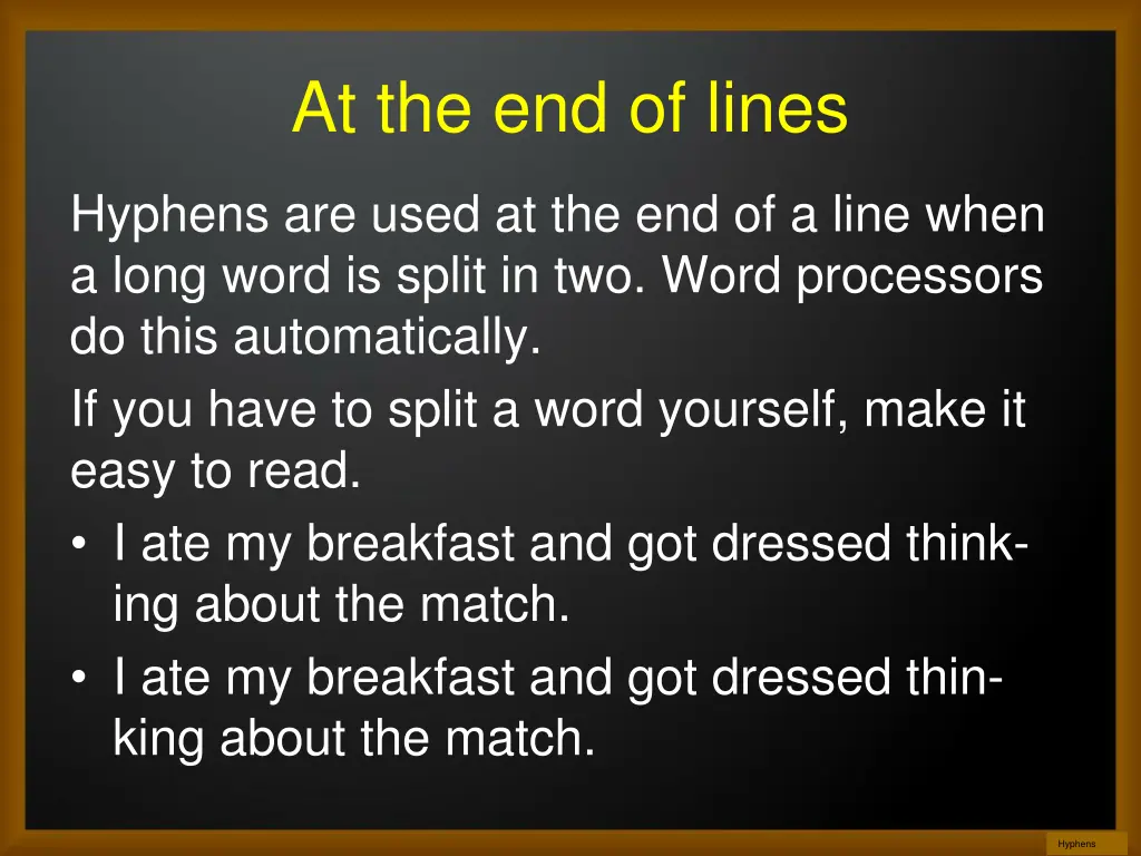 at the end of lines