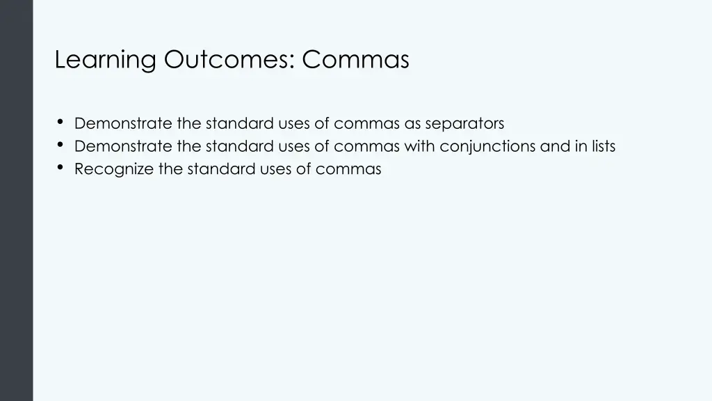 learning outcomes commas