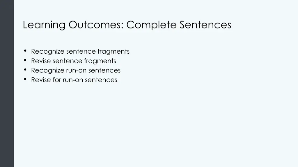 learning outcomes complete sentences