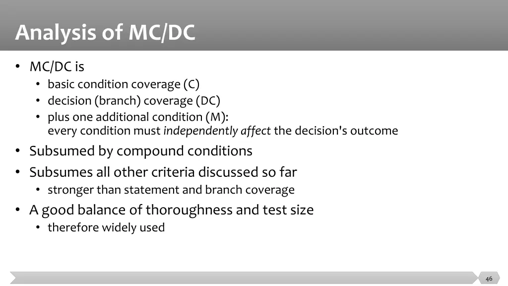 analysis of mc dc