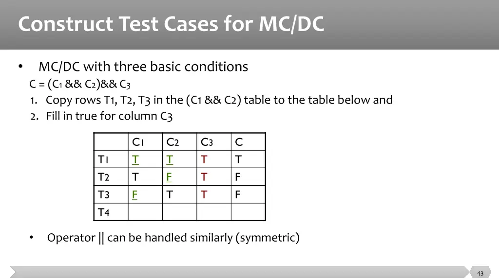 construct test cases for mc dc 1