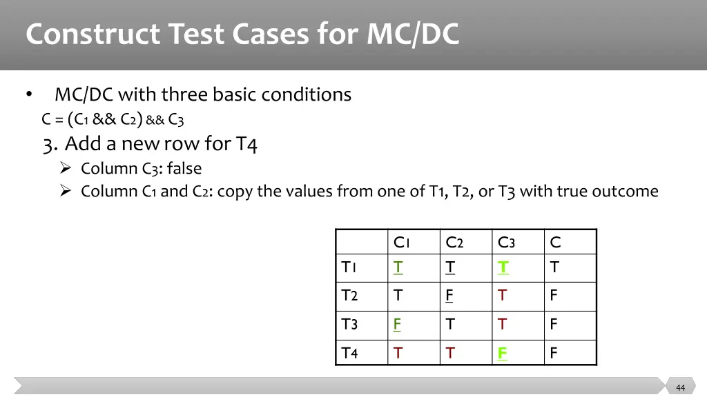 construct test cases for mc dc 2