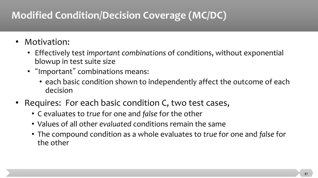 modified condition decision coverage mc dc