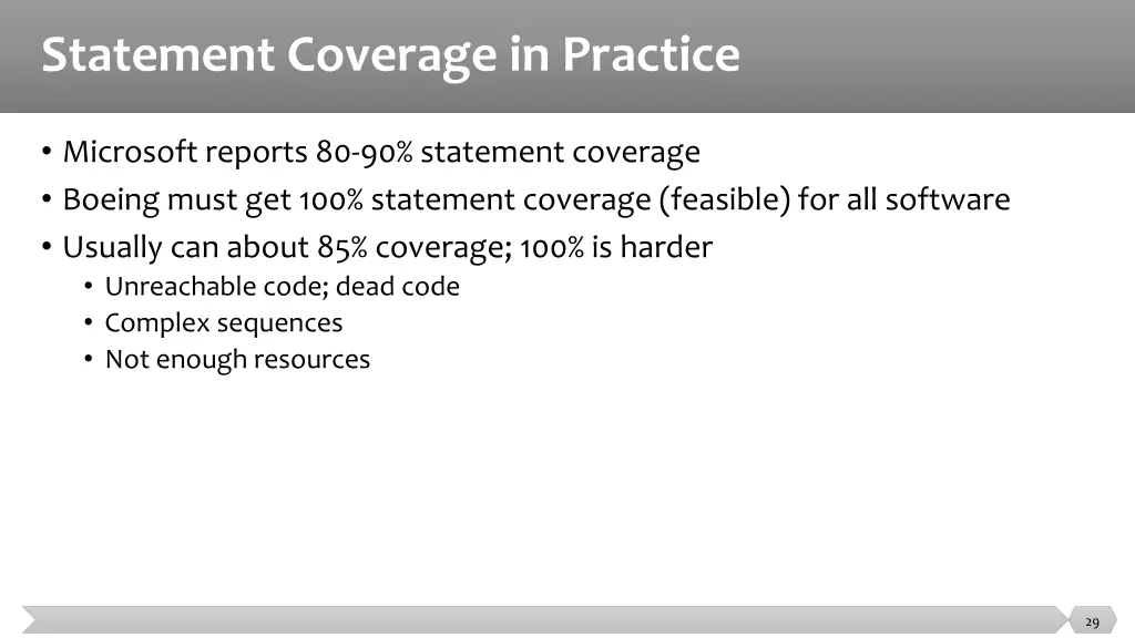 statement coverage in practice