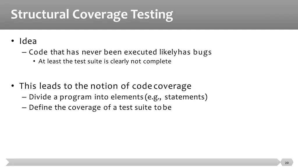 structural coverage testing