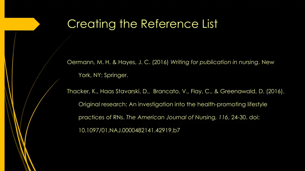 creating the reference list 1