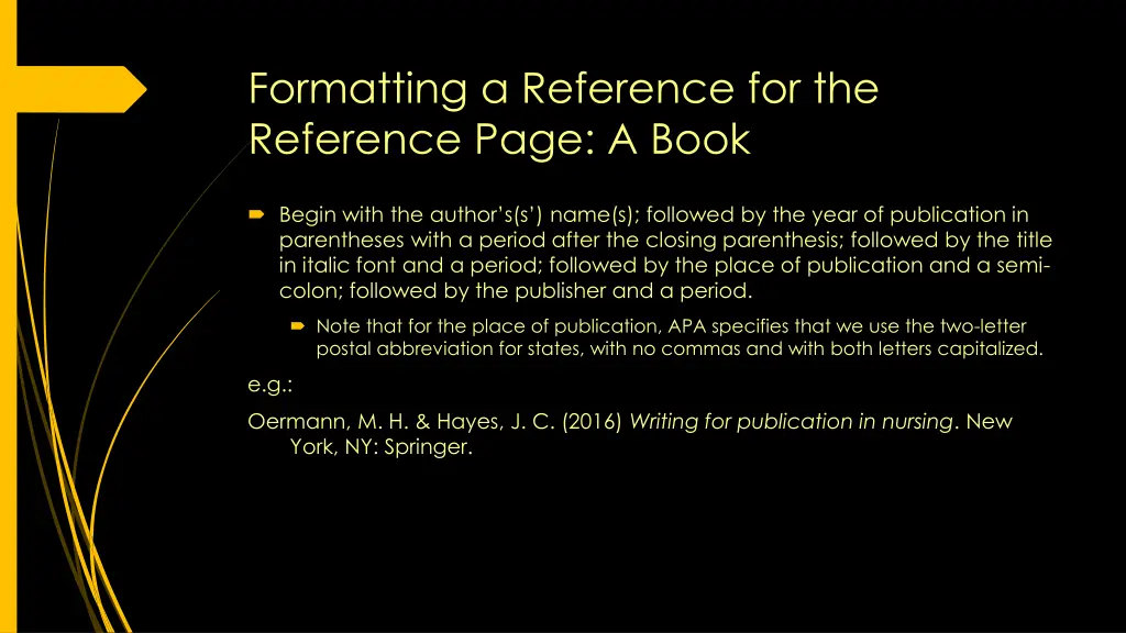 formatting a reference for the reference page 1