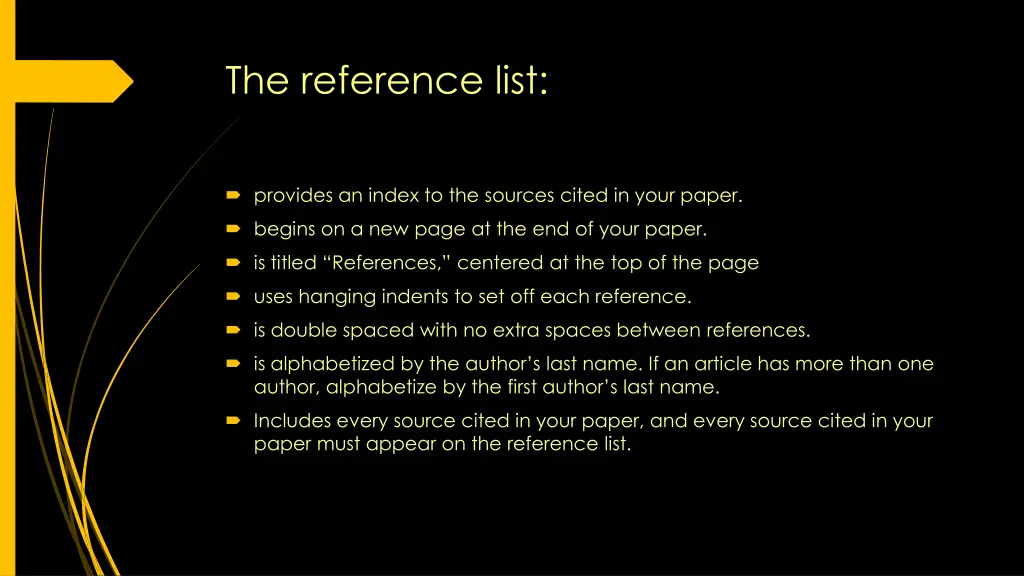 the reference list