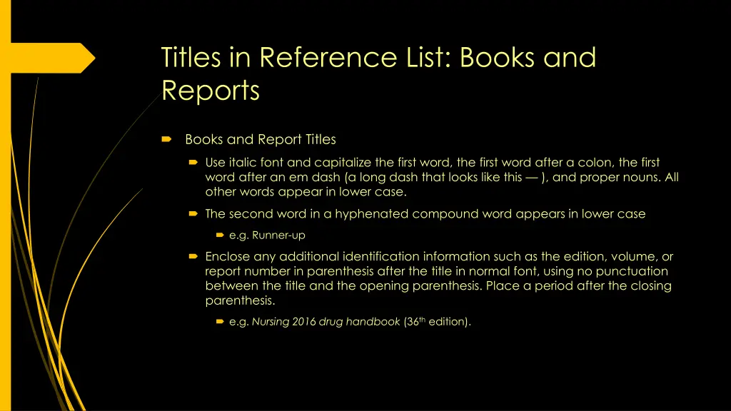 titles in reference list books and reports