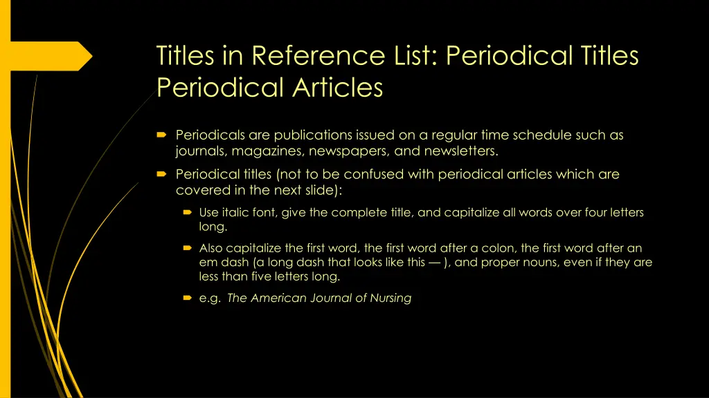 titles in reference list periodical titles