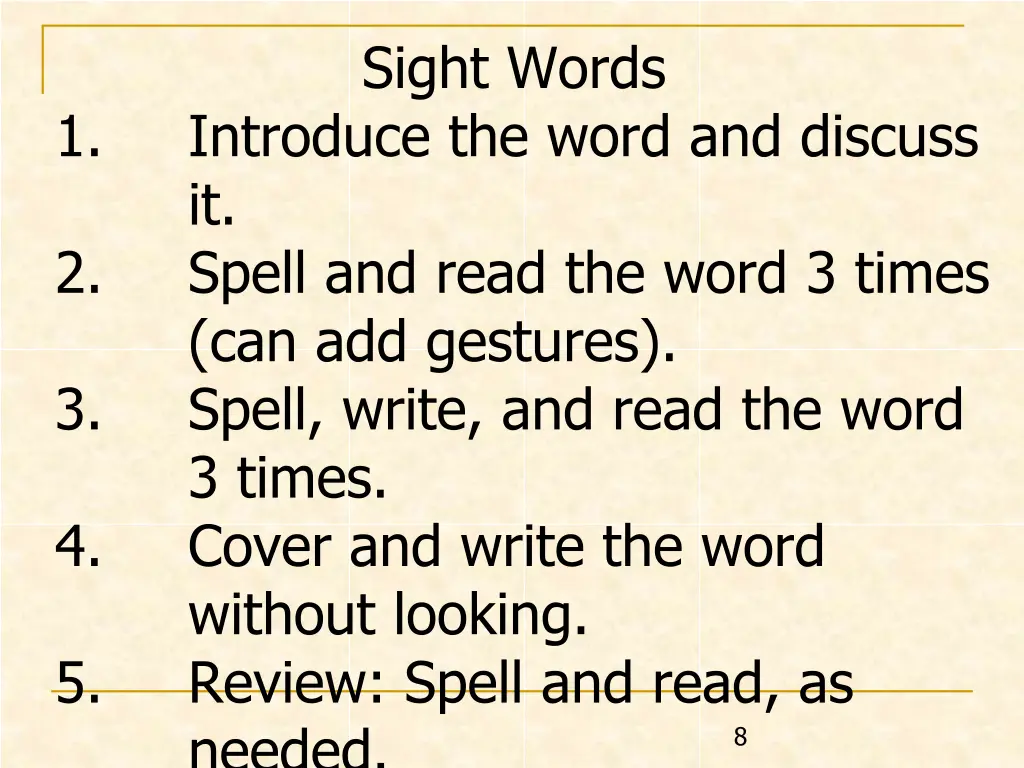 sight words