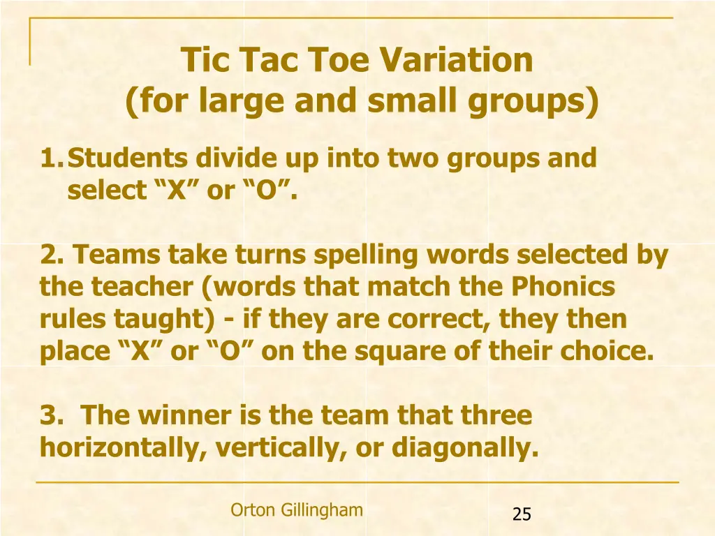 tic tac toe variation for large and small groups