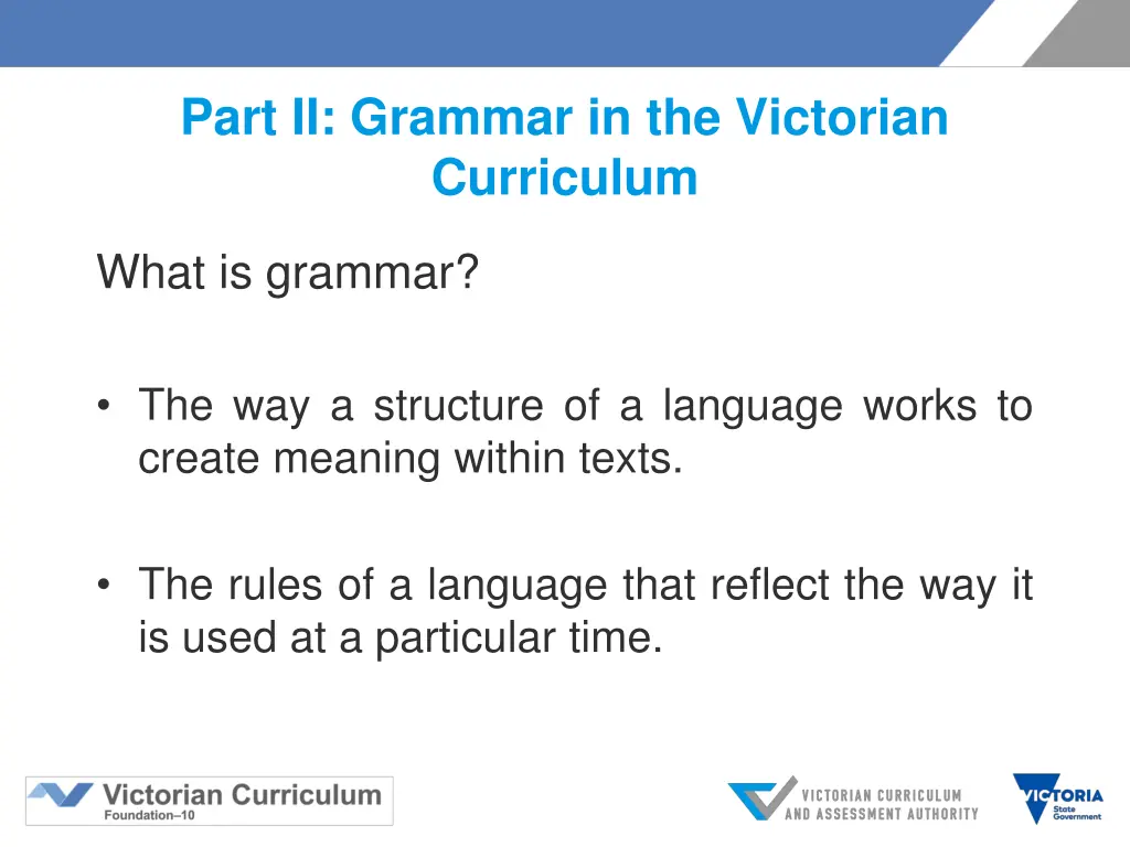 part ii grammar in the victorian curriculum