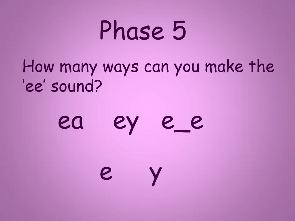 how many ways can you make the ee sound ea ey e e