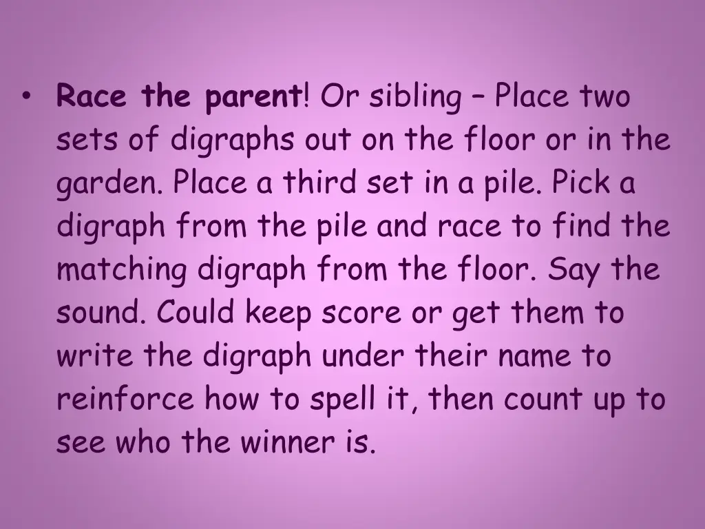 race the parent or sibling place two sets