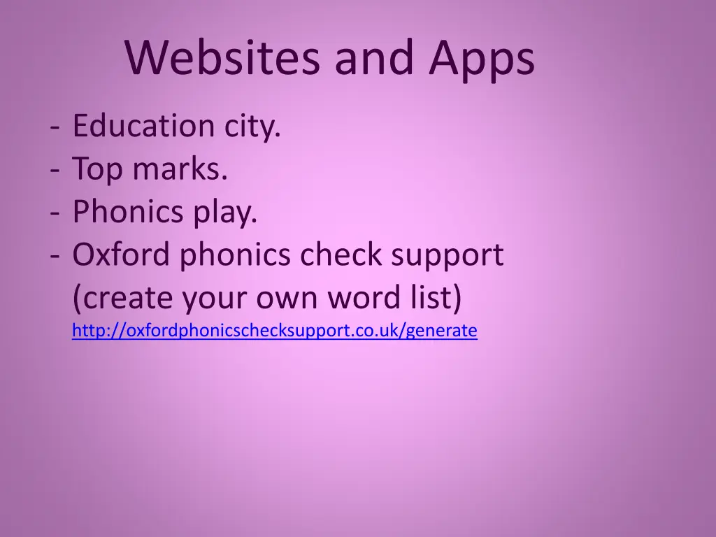 websites and apps