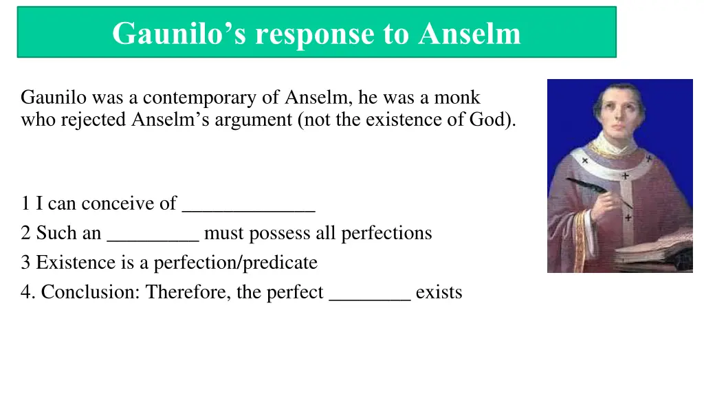 gaunilo s response to anselm