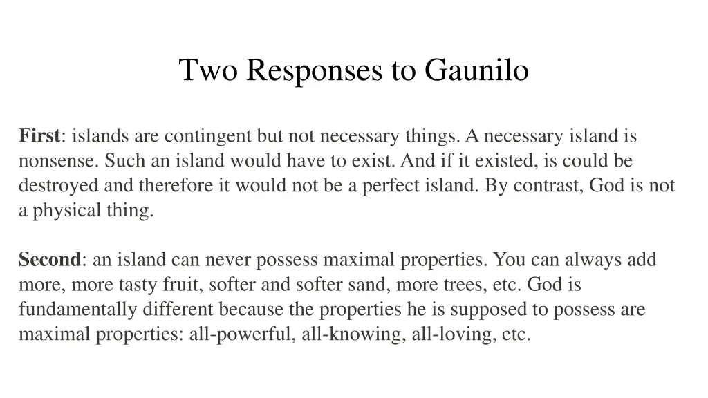 two responses to gaunilo